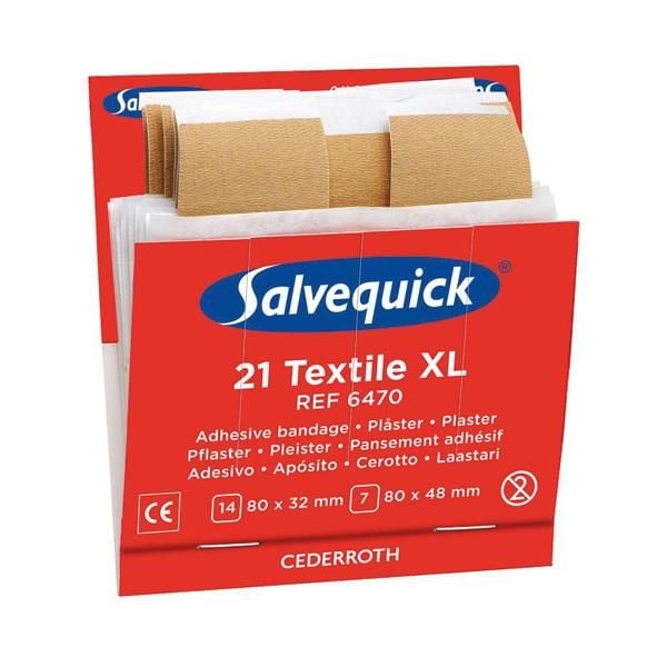 Plaster, Salvequick tekstil 6470, XL, pakke a 6 stk