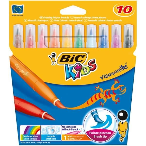 BIC Kids Visaquarelle, Harjaspää, Vesipohjainen muste, ISO 11540 / BS 7272-1, 10 kpl