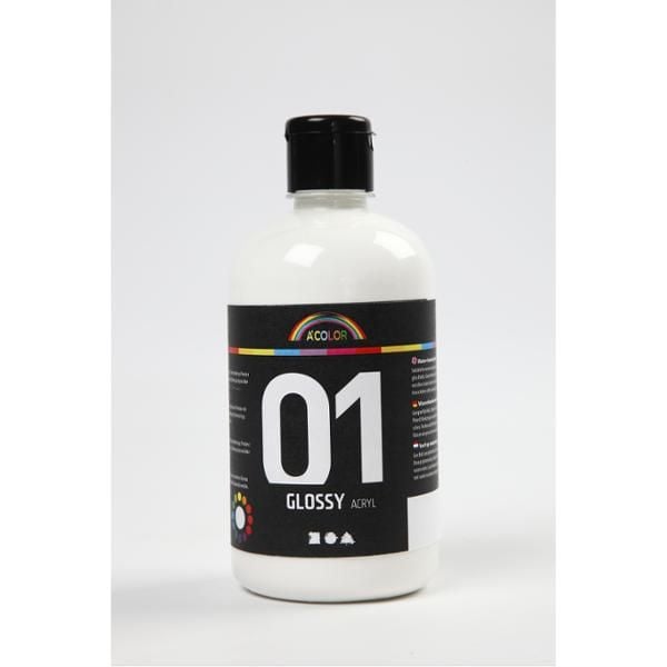Akrylfärg A-Color 01 - blank, vit, 500 ml