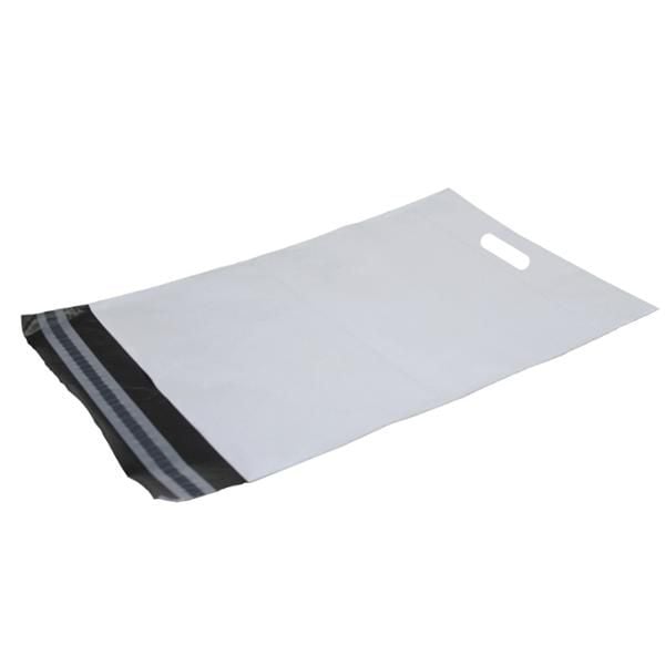 Forsendelsesposer PE hvid 400x600 mm med håndtag/hank - (100 stk.)