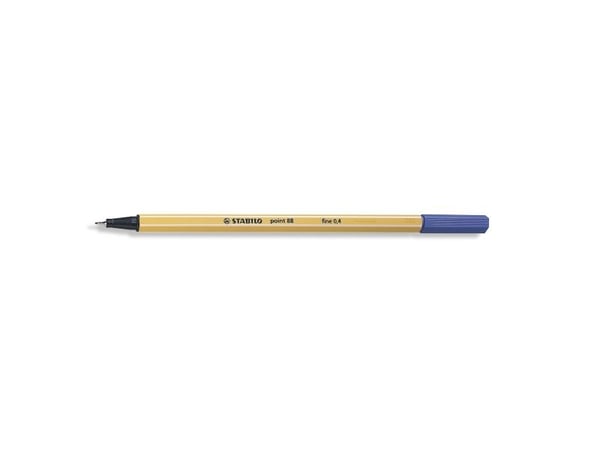 Fineliner, Stabilo Point 88, 0,4 mm, blå, pakke a 10 stk