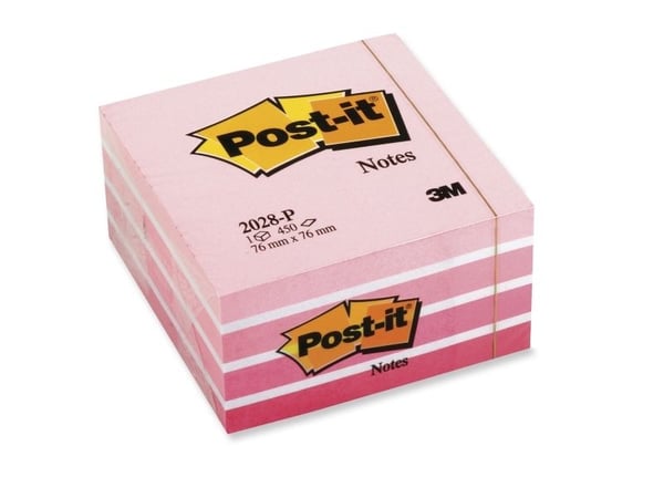 Post-It 2028-P, Neliö, Oranssi, Vaaleanpunainen, Valkoinen, Paperi, 76 mm, 76 mm, 450 arkkia