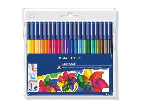 STAEDTLER Noris Club 326 - Fibertuppenn - assorterte farger - vannbasert matfargeblekk - 1 mm (en pakke 20)