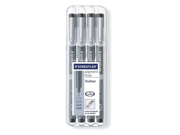 STAEDTLER pigment liner 308 - Fineliner - svart - fargeblekk (en pakke 4)