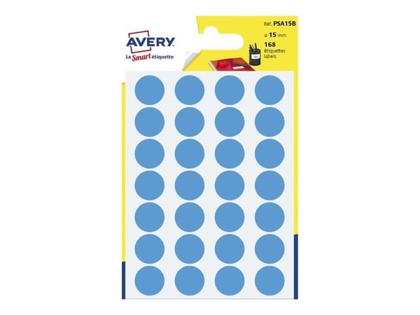 Avery PSA15B, Blå, Rund, Permanent, 1,5 cm, 8 cm, 10 cm