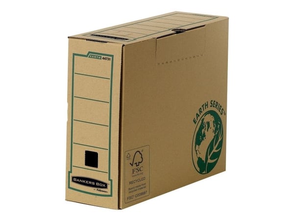 Fellowes BANKERS BOX EARTH arkivboks, brun (B) 100mm laget av 100% resirkulert papp, med låsbar klaff, - 1 stk (4473102)