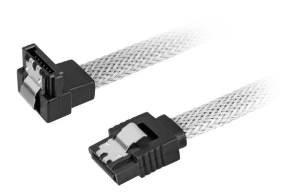 Sharkoon - SATA-kabel - Serial ATA 150/300/600 - SATA (hunn) til SATA (hunn) - 45 cm - låst, 90° kontakt - hvit