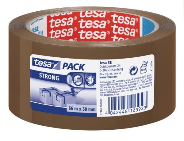 Tesapack Strong - Pakketape - 50 mm x 66 m - polypropylen - brun