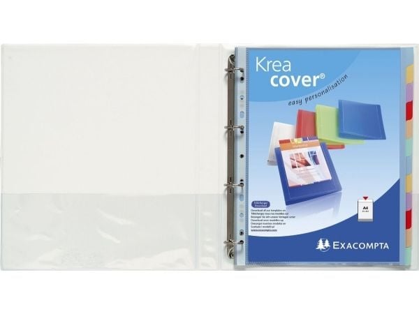 Inläggsringpärm Exacompta Kreacover A4+, 4 D-ringar 20 mm, rygg 38 mm, vit