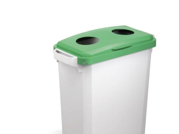 Hængslet låg til affaldsspand Durable Durabin 60L grøn - med 2 sorteringshuller