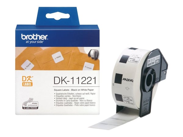 Brother DK-11221 - Svart på hvitt - 23 x 23 mm 1000 etikett(er) - for Brother QL-1050, 1060, 1110, 500, 550, 560, 570, 580, 600, 650, 700, 710, 720...