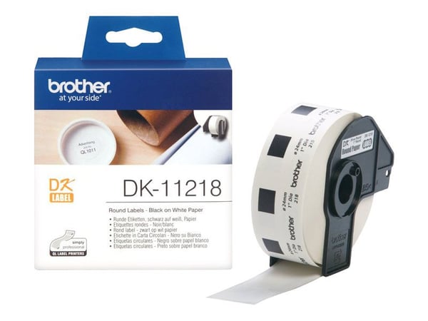 Brother DK-11218 - Svart på hvitt - Rull (2,4 cm) 1000 stk (1 rull(er) x 1000 merkelapper - for Brother QL-1050, QL-500, QL-550, QL-560, QL-570, QL...