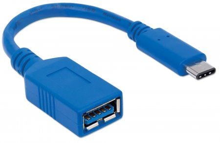 Manhattan 353540, 0,15 m, USB C, USB A, USB 3.2 Gen 1 (3.1 Gen 1), Hankjønn/hunkjønn, Blå