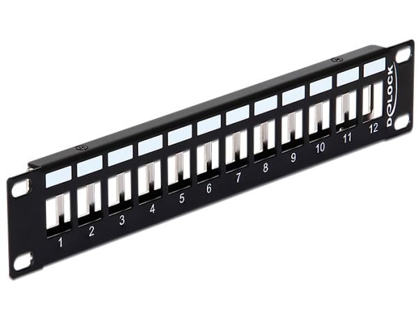 Delock Keystone Patch Panel - Patch-panel - svart - 1U - 10" - 12 portar
