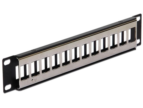Delock Keystone Patch Panel - Patch-panel - svart - 1U - 10" - 12 portar