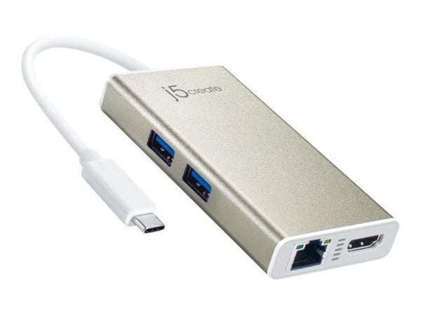 j5create JCA374 USB 3.0 Type-C Multi-Adapter - Hubb - 2 x SuperSpeed USB 3.0 - skrivbordsmodell