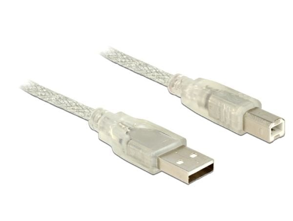 Delock - USB-kabel - USB-type B (hann) til USB (hann) - USB 2.0 - 1 m - gjennomsiktig