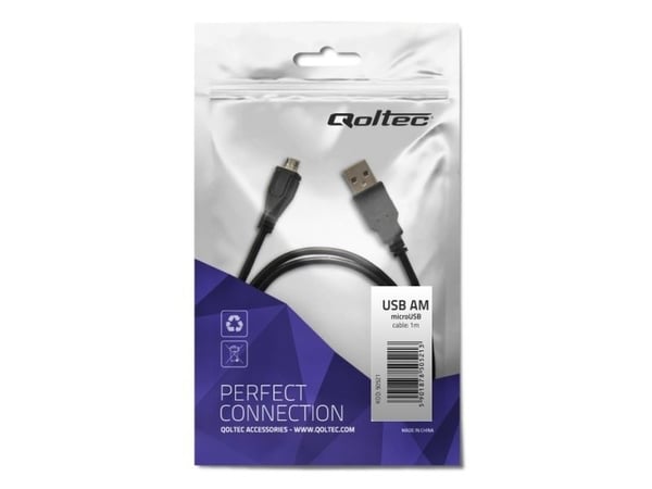 Qoltec - USB-kaapeli - Micro-USB Type B (han) til USB (han) - USB 2.0 - 1 m - 1 m