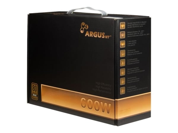 Argus BPS-600 - Nätaggregat (intern) - ATX12V 2.4 - 80 PLUS Bronze - AC 100/240 V - 600 Watt - aktive PFC