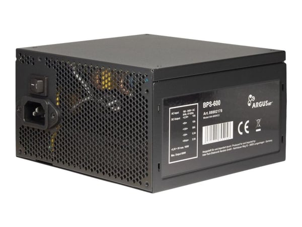 Argus BPS-600 - Strømforsyning (intern) - ATX12V 2.4 - 80 PLUS Bronze - AC 100/240 V - 600 watt - aktiv PFC