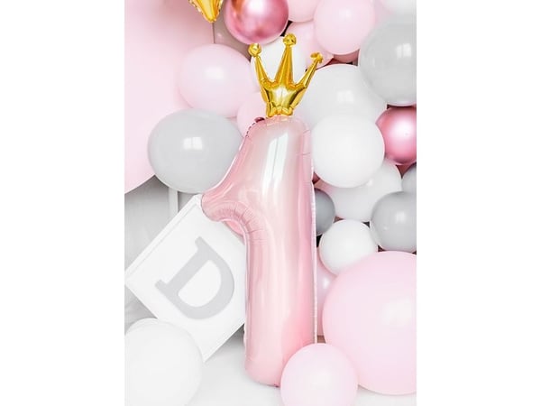 PartyDeco FB87M-081J-KARTON, Gull, Rosa, Nummer, Folie, Temafest, 300 mm, 920 mm