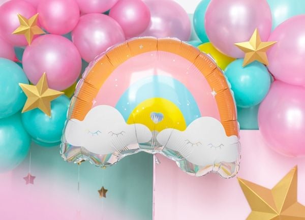 PartyDeco Rainbow, Lekeballong, Assorterte farger, Regnbue (form), 550 mm, 400 mm, 50 stykker