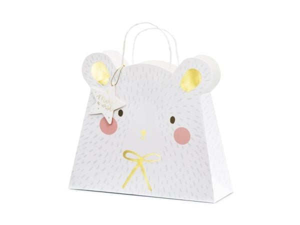 PartyDeco TNP20, Gavepapirbag, Gull, Rosa, Hvit, Bilde, Gratulasjoner, Hvit, 315 mm