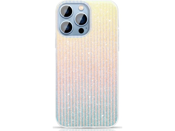 Kingxbar Travel Series luksuriøst elegant etui til iPhone 13 Pro - blå/oransje (Clouds)