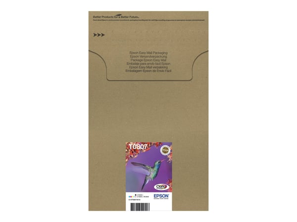 Epson T0807 Easy Mail Packaging - 6 pakker - svart, gul, cyan, magenta, lys magenta, lys cyan - original - eske - blekkpatron - for Stylus Photo P5...