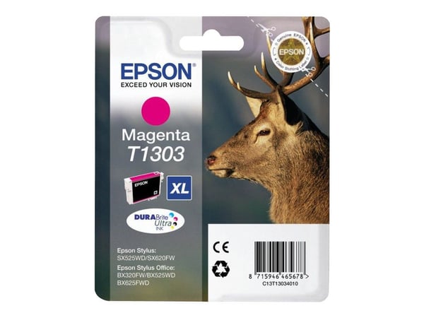 Epson T1303 - 10,1 ml - magenta - alkuperäinen - läpipainopakkaus - blækpatron - Stylus Office BX630, BX635, BX935; WorkForce WF-3010, 3520, 3530, ...