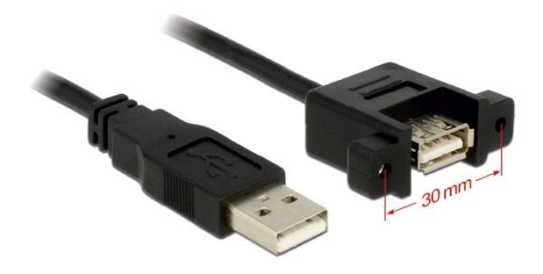 Delock - USB-forlengelseskabel - USB (hunn) til USB (hann) - USB 2.0 - 1 m - tommelskruer - svart