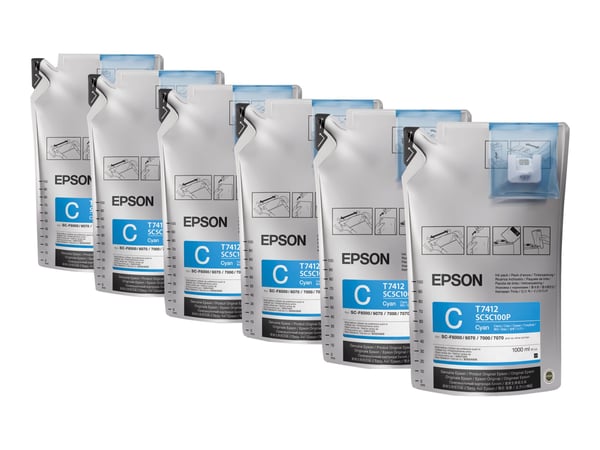 Epson UltraChrome DS Cyan T741200 (1Lx6packs), Syaani, 1 kpl, Monipakkaus