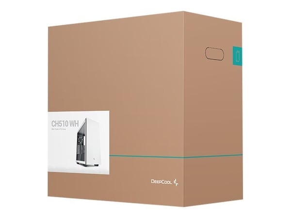 DeepCool CH510 WH - Mid tower - utökad ATX - genomskinlig sidopanel (härdat glas) - ingen strömförsörjning (ATX / PS/2) - vit - USB/ljud