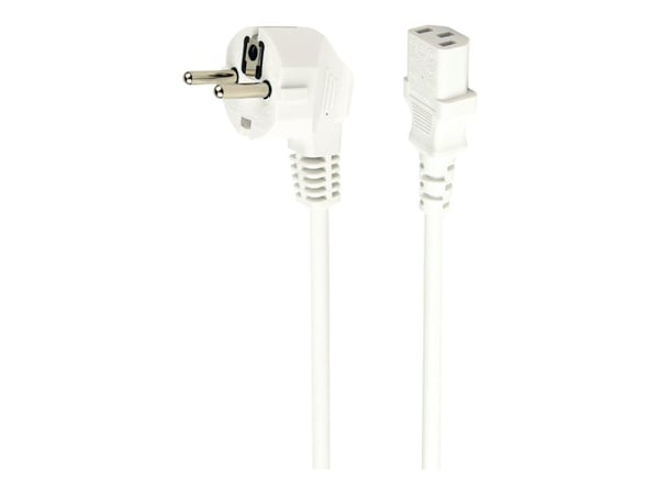 Gembird PC-186W-VDE - Strømkabel - power CEE 7/7 (hann) vinklet til power IEC 60320 C13 rett - 10 A - 1.8 m - formstøpt - hvit - Tyskland