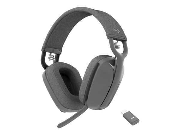 Logitech Zone Vibe Wireless - Hodesett - full størrelse - Bluetooth - trådløs - USB-C via Bluetooth-adapter - grafitt - Optimert for UC