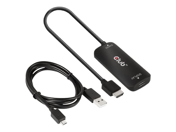 Club 3D - Video adapter - HDMI, Micro-USB type B (kun strøm) til 24 pin USB-C hunn - 26 cm - aktiv, 8 K 30 Hz (7680 x 4320) støtte, 4 K 120 Hz (384...