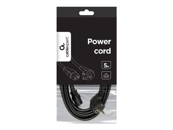 Gembird PC-186-VDE - Strömkabel - power CEE 7/7 (hane) vinklad till power IEC 60320 C13 rak - 16 A - 5 m - formpressad - svart - Tyskland