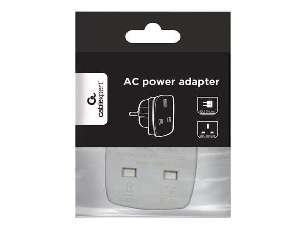 Cablexpert A-AC-UKEU-001 - Strømadapter - strøm (P) til strøm (hunn) - hvit - Storbritannia, Europa