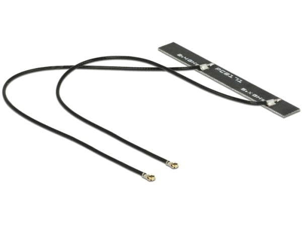 Delock WLAN Twin Antenna 2 x MHF IV 802.11 ac/a/h/b/g/n 5 dBi 150 mm PCB internal self adhesive - Antenne - Wi-Fi - 5 dBi - svart