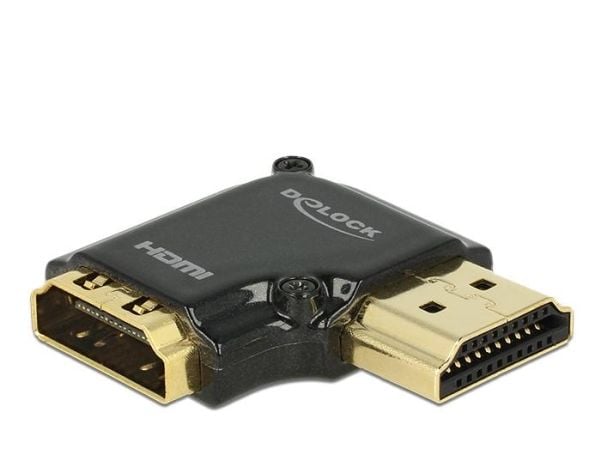 DeLOCK - HDMI-sovitin - HDMI (naaras) HDMI (uros) - musta - suorakulmainen liitin, 4K-tuki