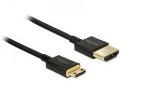 DeLock Slim Premium - Video/lyd/nettverkskabel - HDMI - 36 AWG - HDMI, 19-pinners (M) - til - Mini-HDMI, 19-pinners (M) - 50 cm - Trippel isolasjon...