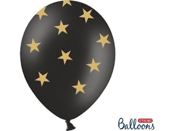 Ballonger 30 cm stjerner pastel svart 6 stk