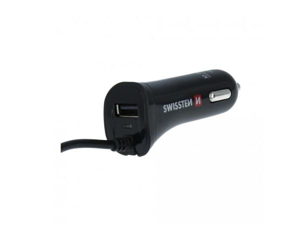 Swissten Micro-USB/USB, automaattinen, sikarin sytytin, 5 V, musta