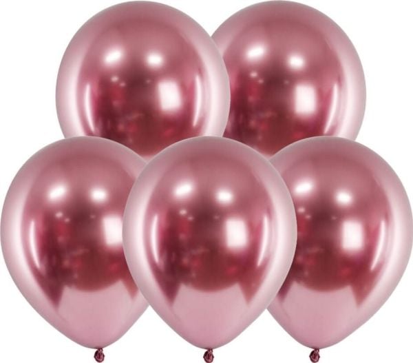 Glitrende ballonger rosa gull 30 cm, 50 stk.