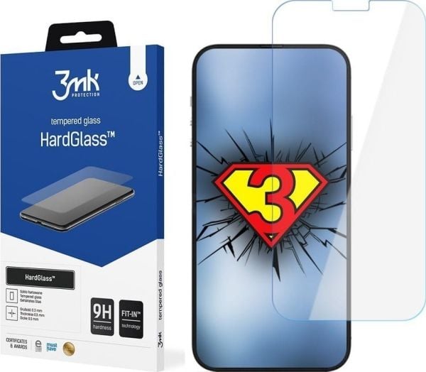 3MK HardGlass, Apple, iPhone 14 Pro Max, Slagbestandig, Ripebestandig, Gjennomsiktig, 1 stykker