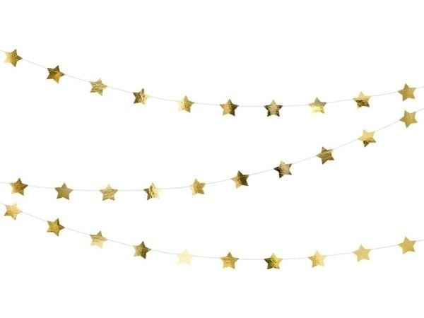 Partydeco girlang stjärnor guld - 360 cm - 1 st universell