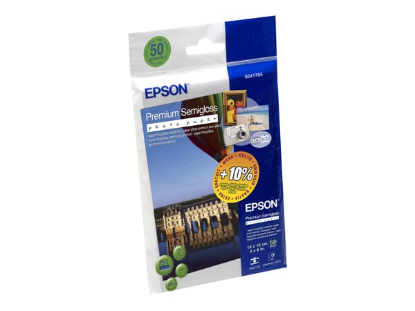 Epson Premium Semigloss Photo Paper - Halvblank - 100 x 150 mm - 251 g/m² - 50 ark fotopapir - for EcoTank ET-2750, 2751, 2756, 2850, 2851, 2856, 4...