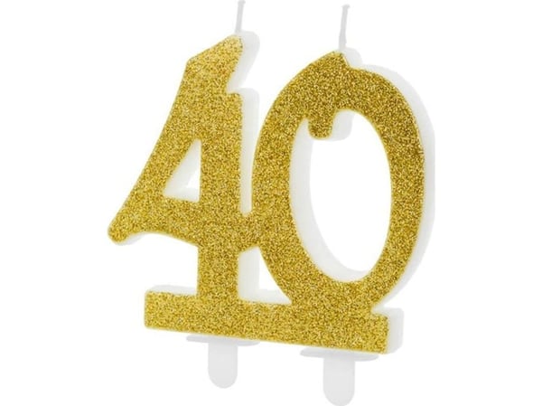 Party Deco 40 års bursdagslys med gullglitter - 1 stk universal