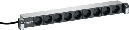 Actassi Powerpanel 9-Stik M/J 1HE M/Afbryder Koksgrå