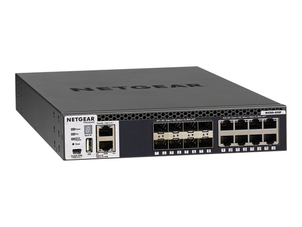 NETGEAR M4300-8X8F - Switch - L3 - Styrt - 8 x 10/100/1000/10000 + 8 x 10 Gigabit SFP+ - front til bakside-luftflyt - rackmonterbar